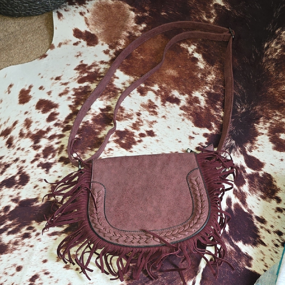 Fringed Purple Shoulder Bag